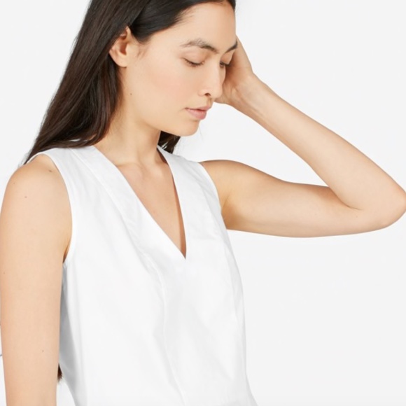 Brand New White Everlane V-Neck Poplin Tank Dress - Picture 3 of 5